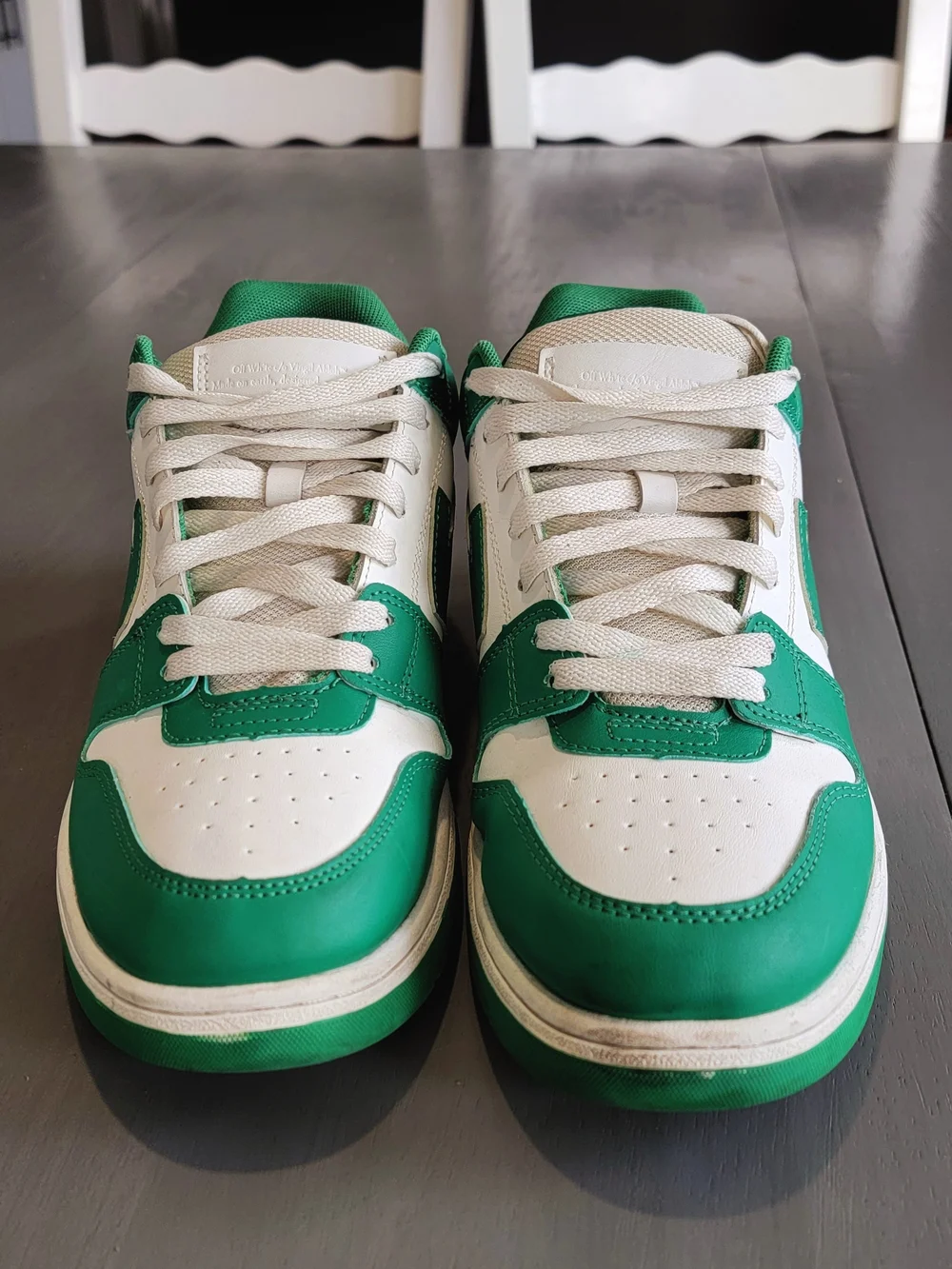Off-White Out Of Office OOO Sneakers White Green Low Top Size 43 / US 10 Men